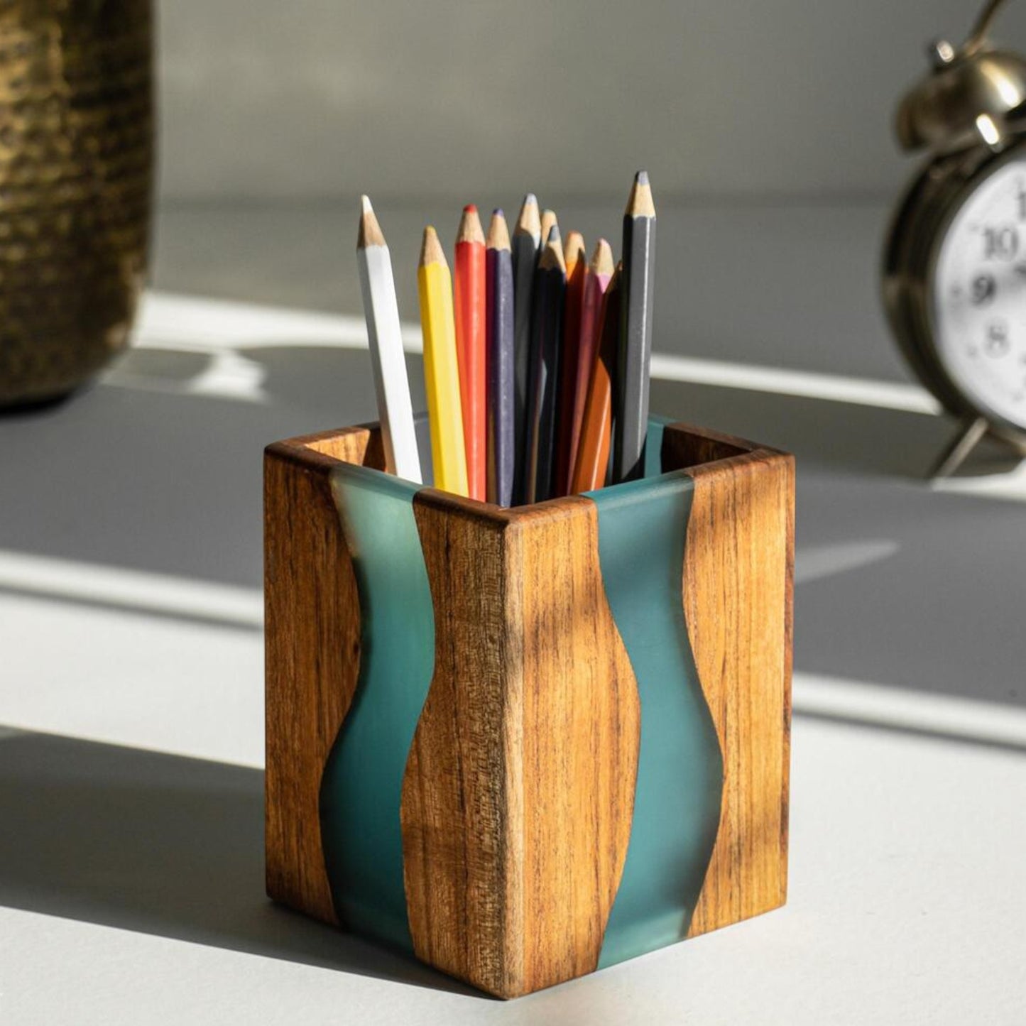 Luxury Feast Live Edge Acacia Wood Cutlery Holder