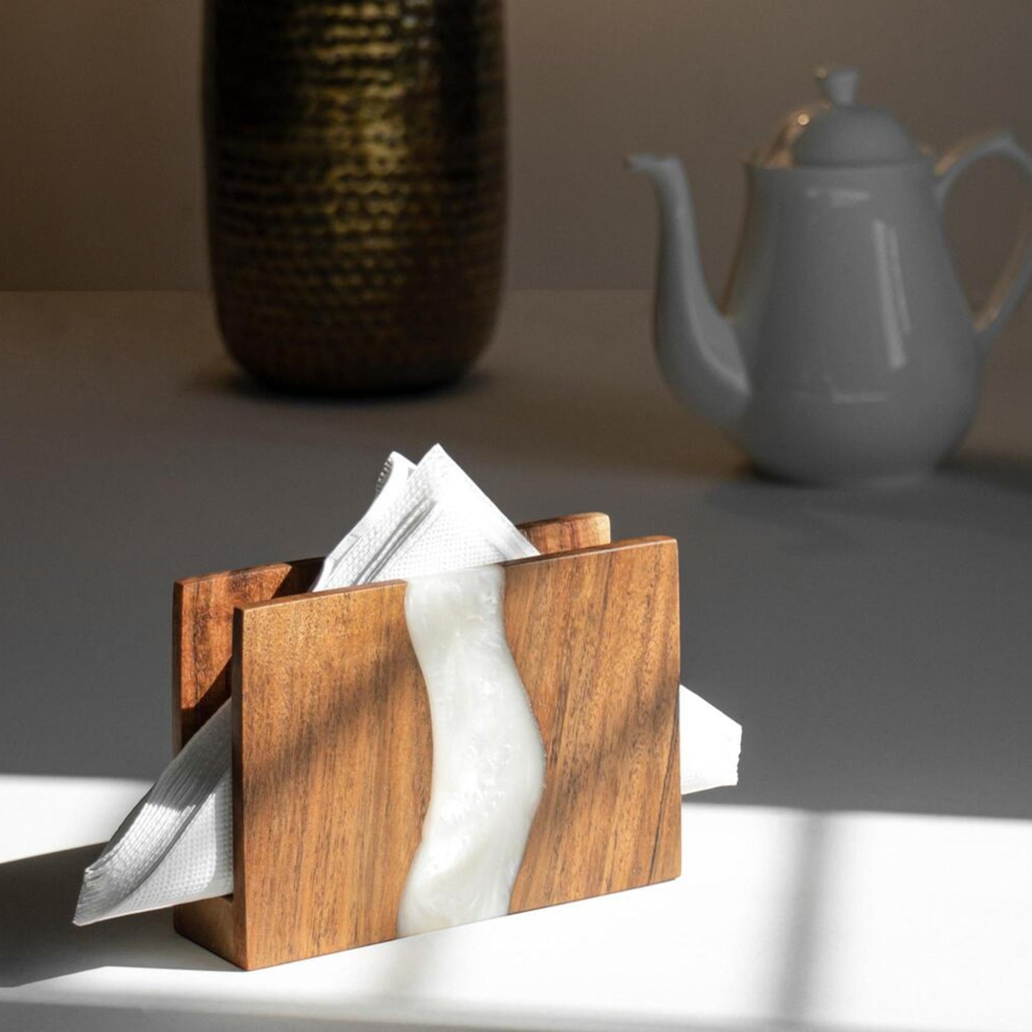 Luxury Feast Live Edge Acacia Wood Napkin Holder