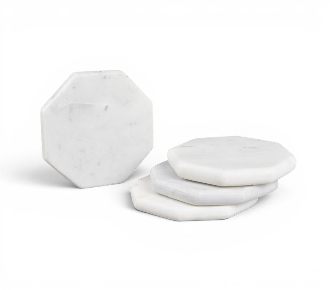 Hand cut marble octagon coasters (set of 4)