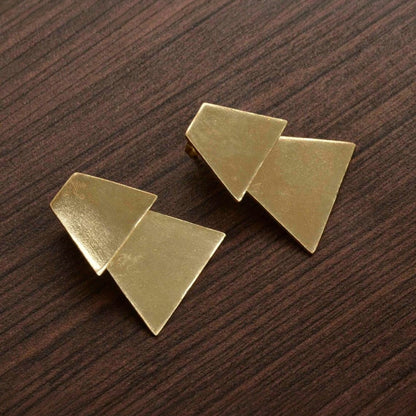 Gold-Toned Trapezium Earrings