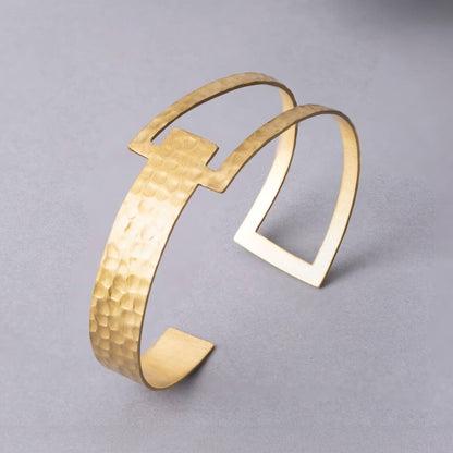 Handmade Gold-Toned Hammered Bangle