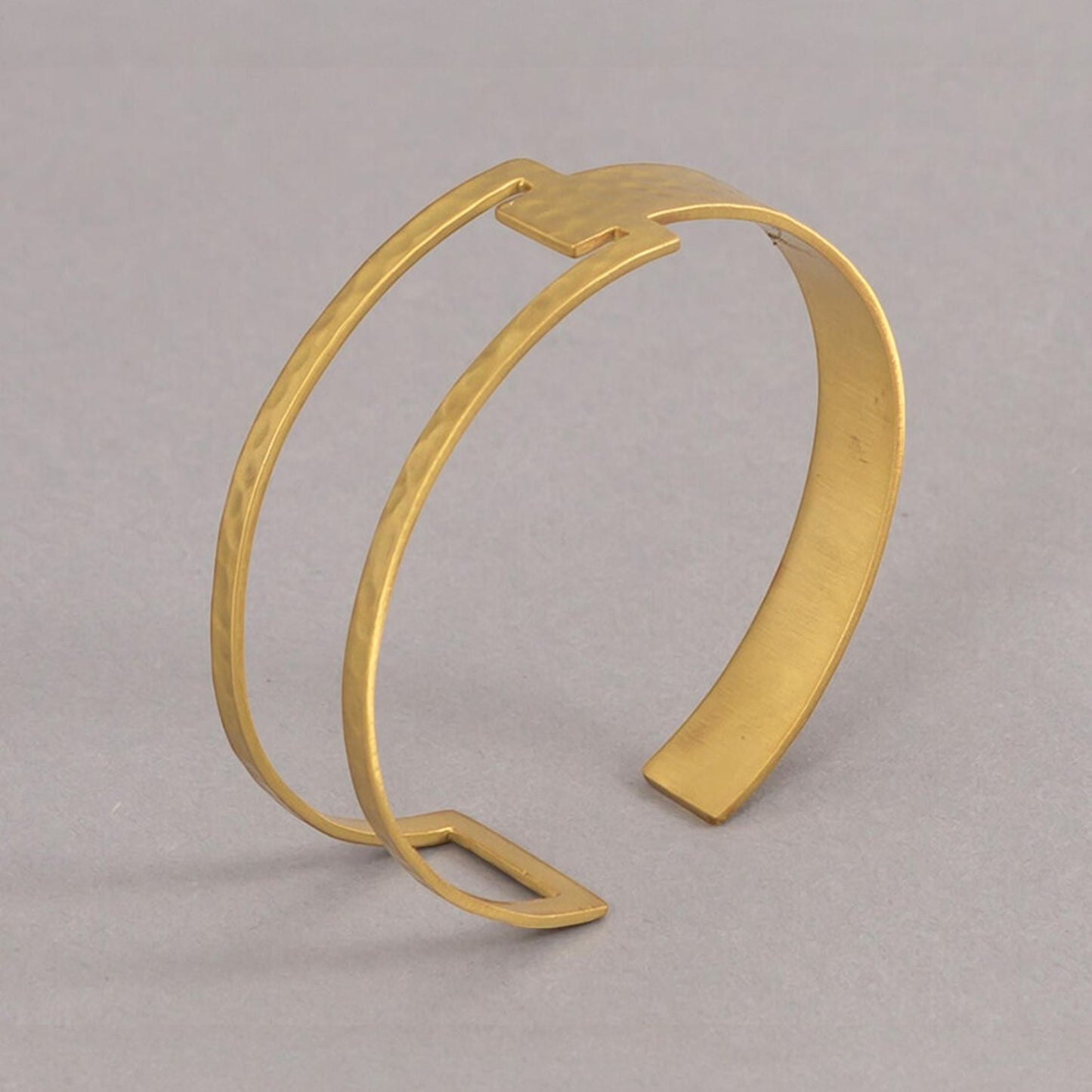 Handmade Gold-Toned Hammered Bangle