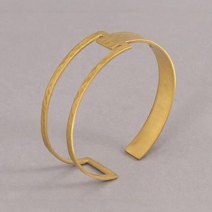 Handmade Gold-Toned Hammered Bangle