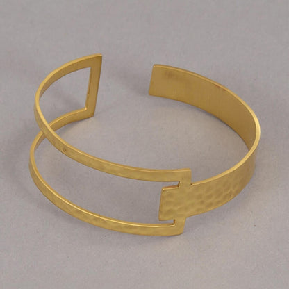 Handmade Gold-Toned Hammered Bangle