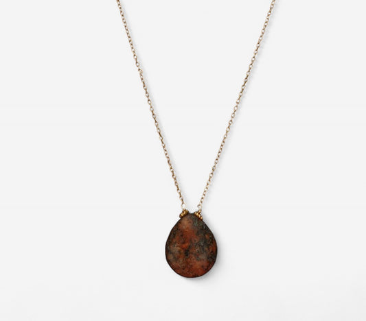 Handmade Rhodonite Stone Necklace in Gold