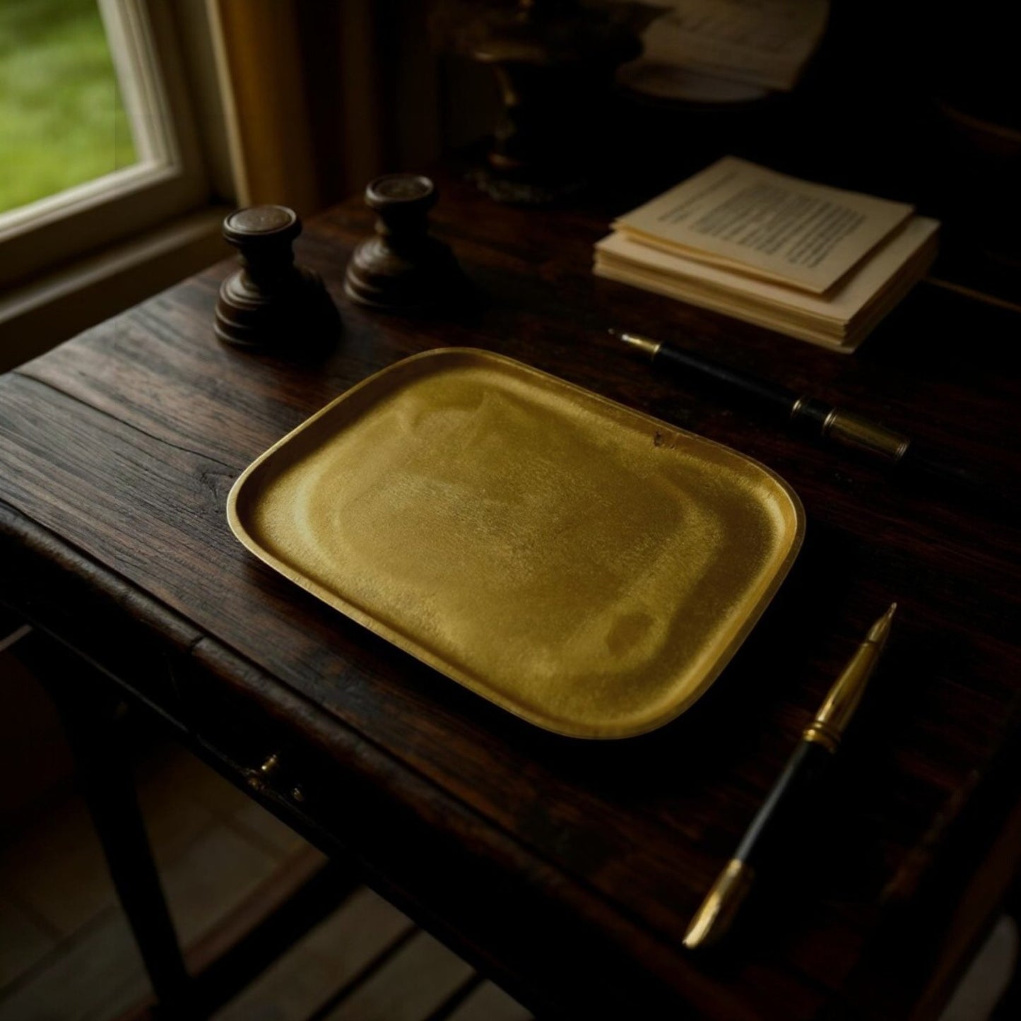 Handcrafted Rectangle 26x19cm Decorative Tray in Gold