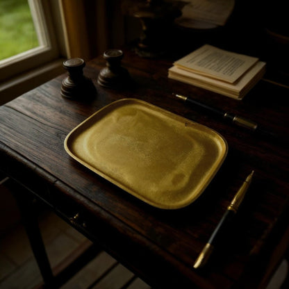 Handcrafted Rectangle 26x19cm Decorative Tray in Gold