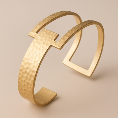 Handmade Gold-Toned Hammered Bangle