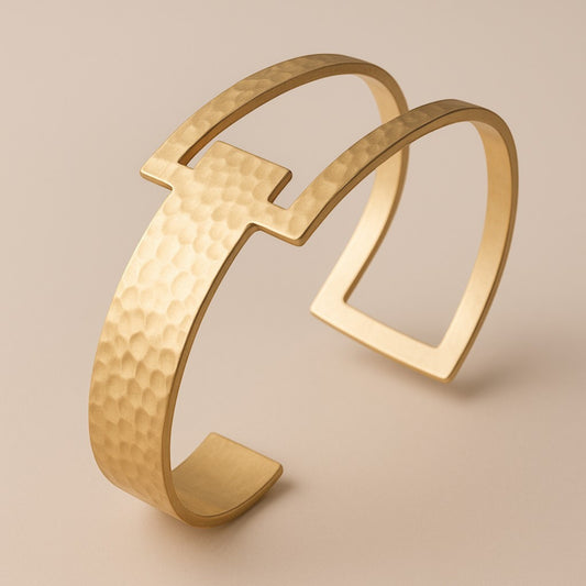 Handmade Gold-Toned Hammered Bangle
