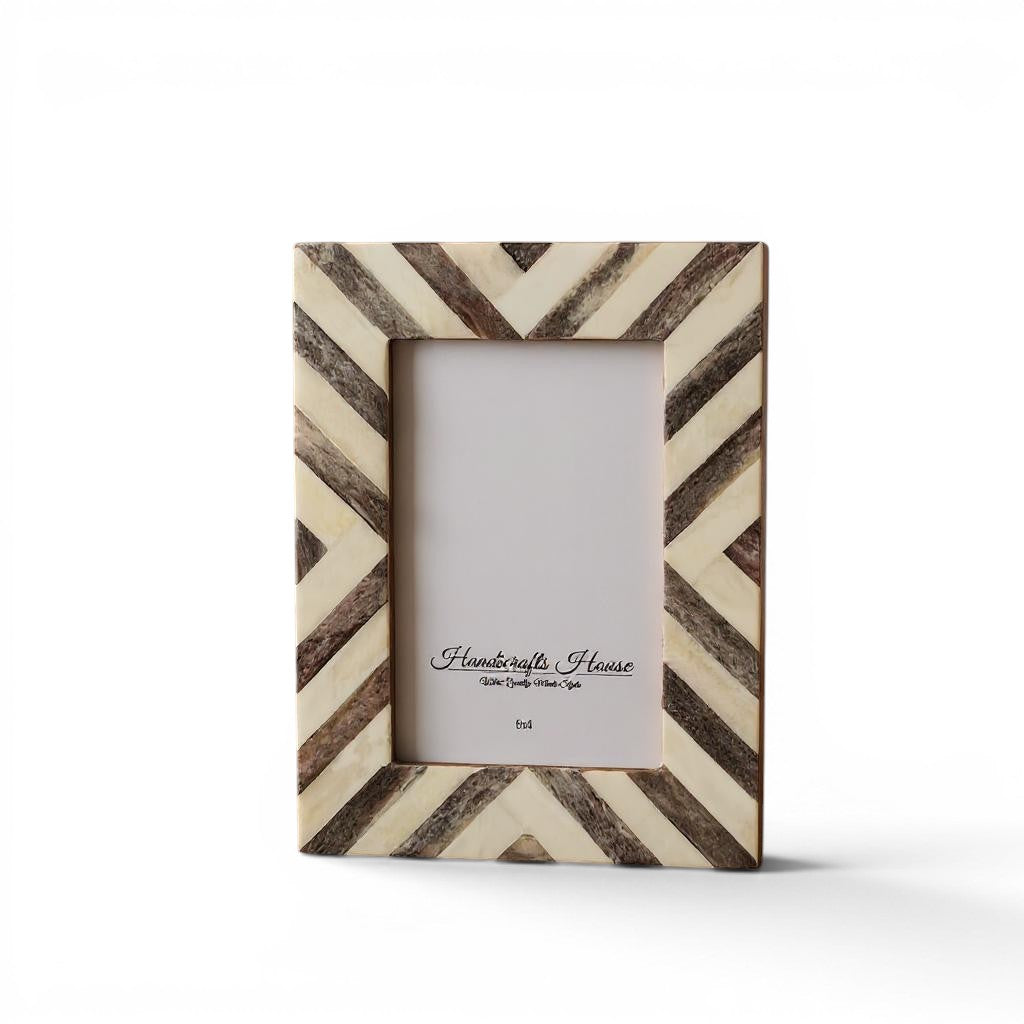 Recycled Buffalo Bone Inlay 4x6" Brown Photo Frame