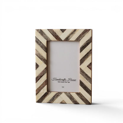 Recycled Buffalo Bone Inlay 4x6" Brown Photo Frame