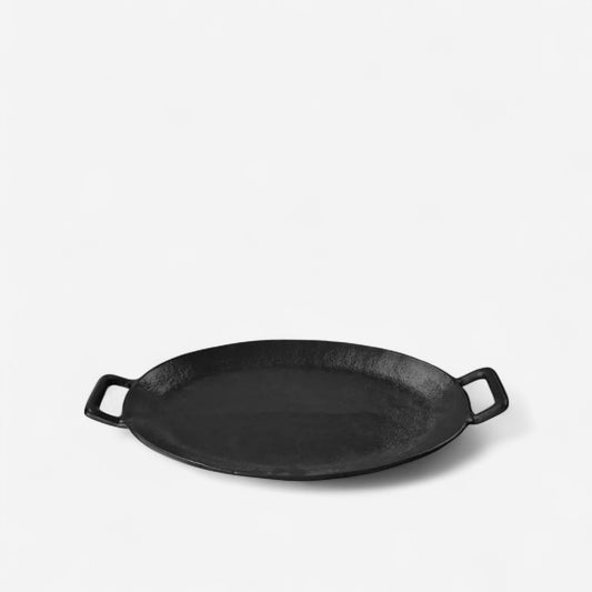 Hand-Cast Oval Decorative Serving Tray 39x20cm in Black