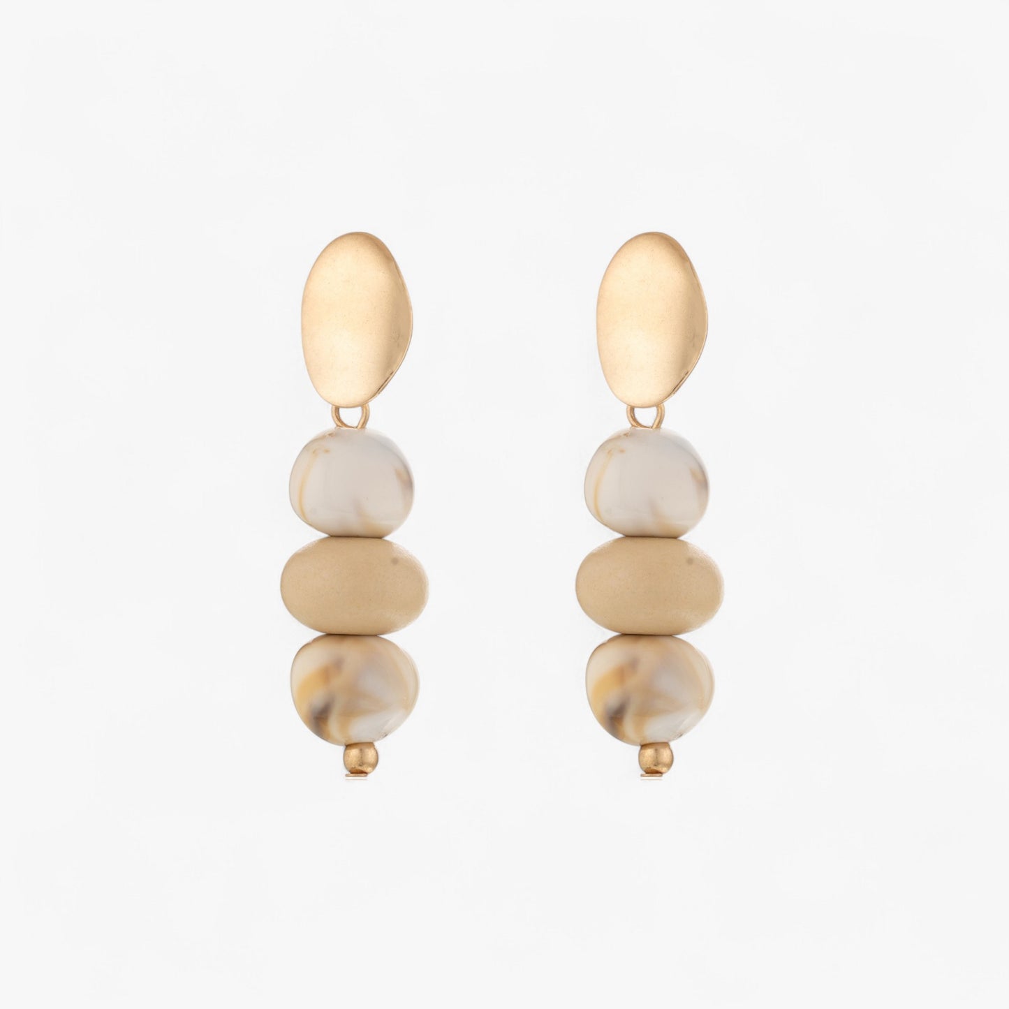 Contemporary Gold & Marble-Effect Drop Earrings