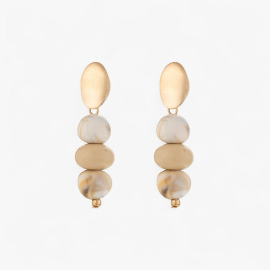 Contemporary Gold & Marble-Effect Drop Earrings