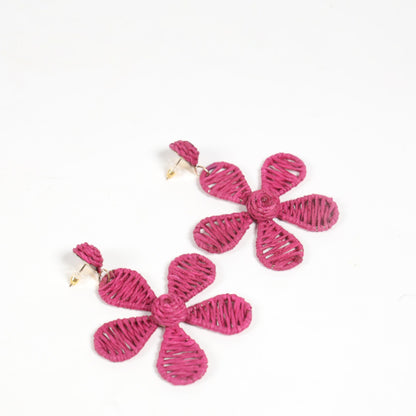 Handcrafted Floral-Inspired Earrings in Deep Pink
