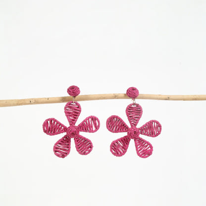 Handcrafted Floral-Inspired Earrings in Deep Pink