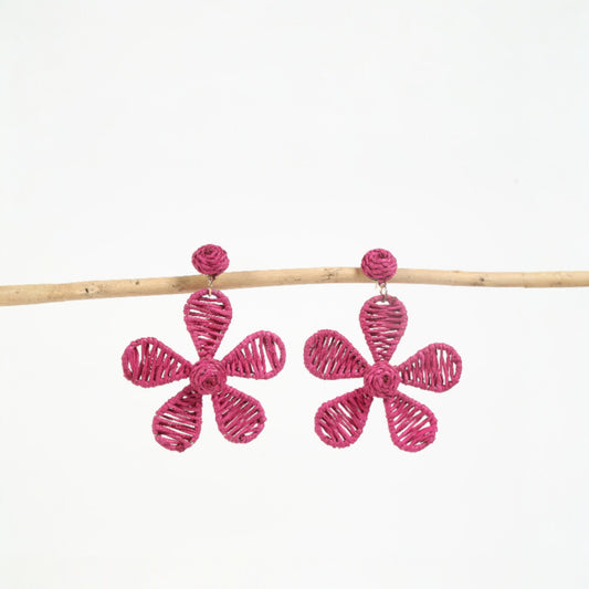 Handcrafted Floral-Inspired Earrings in Deep Pink