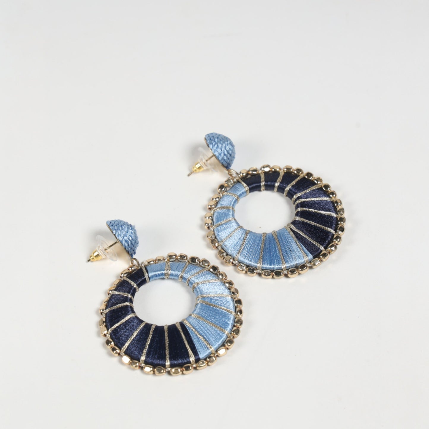 Handcrafted Circular Drop Earrings in Blue