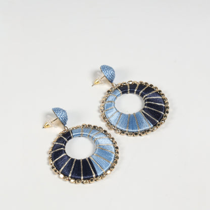 Handcrafted Circular Drop Earrings in Blue