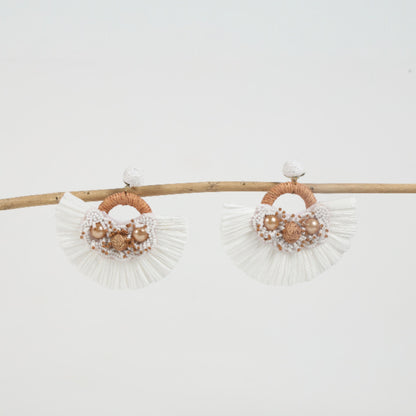 Handcrafted Fan-Shaped Ivory Earrings
