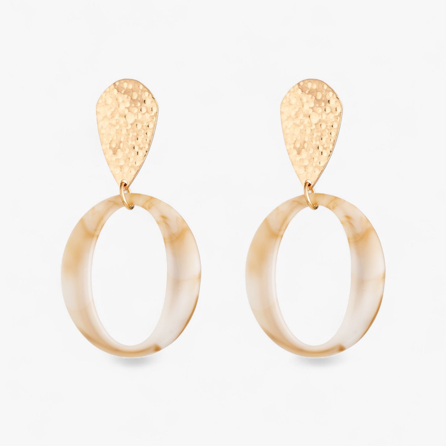 Gold & Marble-Effect Resin Hoop Drop Earrings