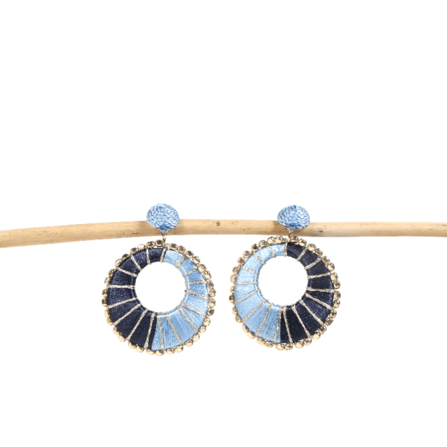 Handcrafted Circular Drop Earrings in Blue