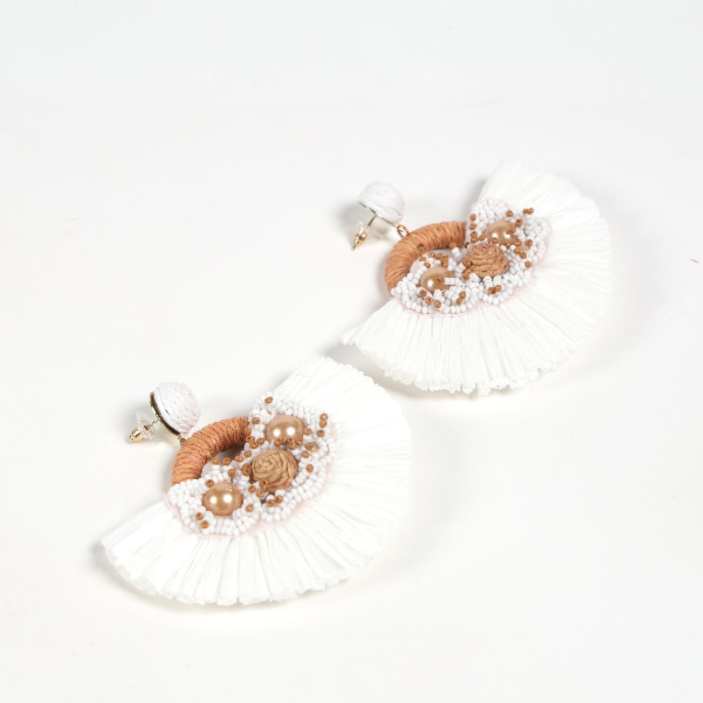 Handcrafted Fan-Shaped Ivory Earrings