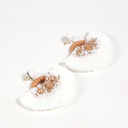 Handcrafted Fan-Shaped Ivory Earrings