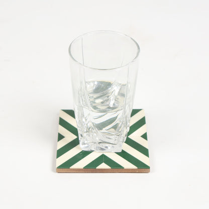 Green Geometric Resin Coasters (Set of 4)