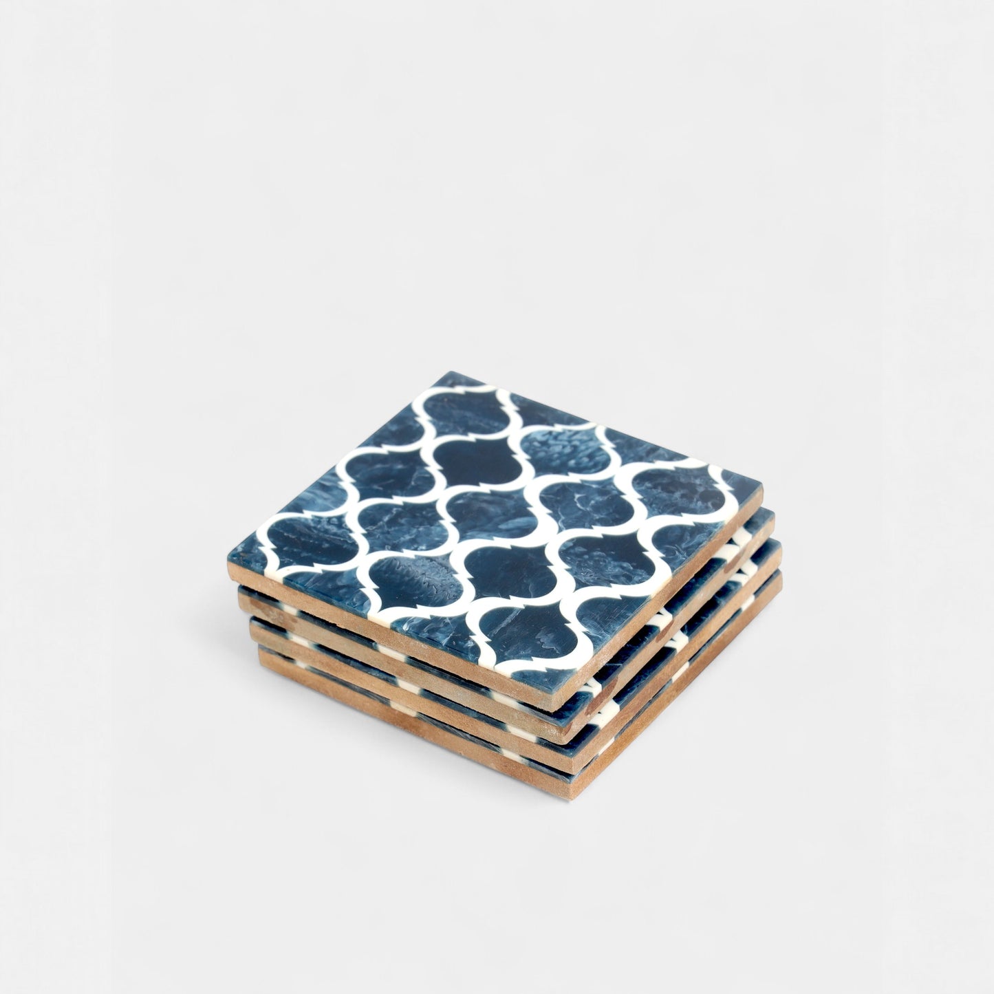 Lattice Pattern Wooden Coasters (Set of 4)