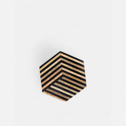 Hexagonal Striped Wood and Resin Coasters