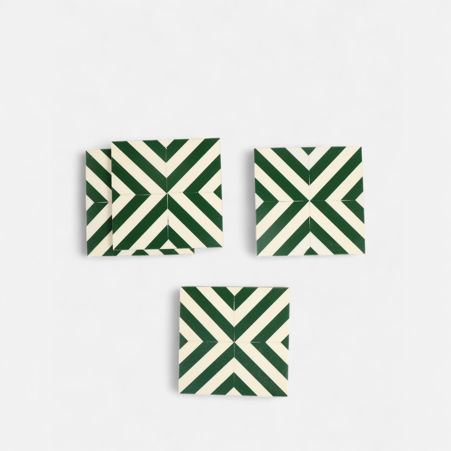 Green Geometric Resin Coasters (Set of 4)