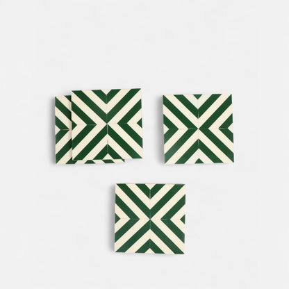 Green Geometric Resin Coasters (Set of 4)