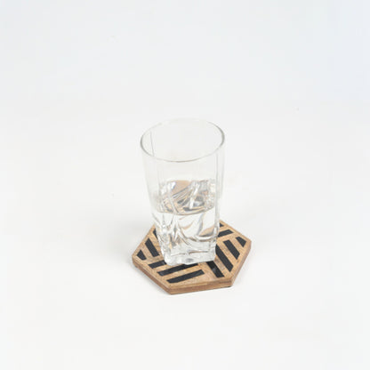 Handcrafted Geometric Wood and Resin Stripe Coasters