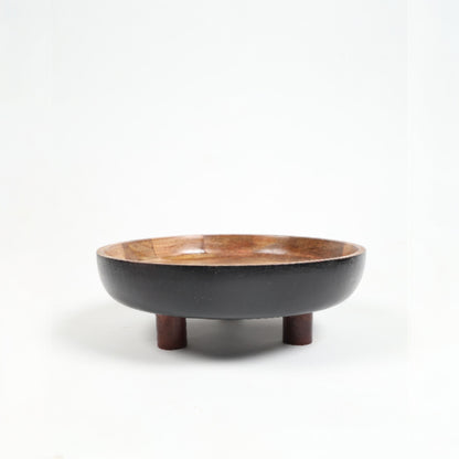 Artisan-made Mango Wood Footed Salad Bowl