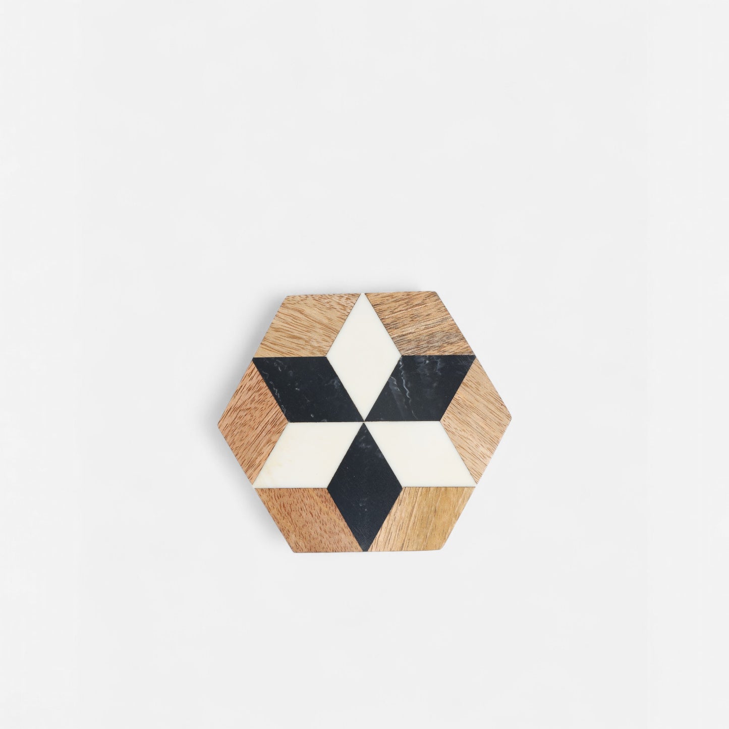 Handcrafted Hexagonal Wood and Resin Coasters (Set of 4)