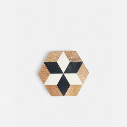Handcrafted Hexagonal Wood and Resin Coasters (Set of 4)