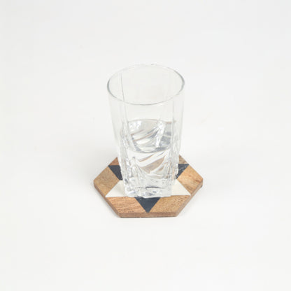 Handcrafted Hexagonal Wood and Resin Coasters (Set of 4)