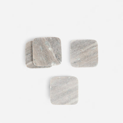 Natural Marble Coasters with Soft Veining (Set of 4)