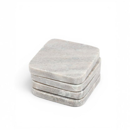 Natural Marble Coasters with Soft Veining (Set of 4)