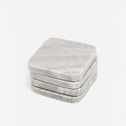 Natural Marble Coasters with Soft Veining (Set of 4)