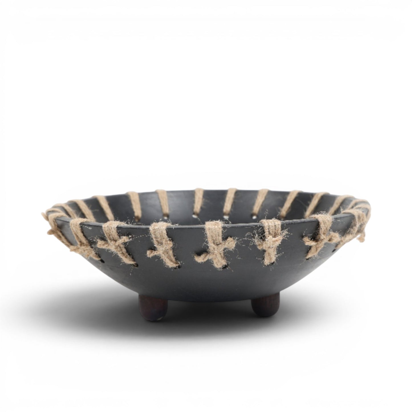 Artisan-Crafted Mango Wood Bowl with Jute Rope Weaving