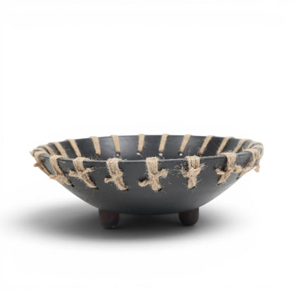 Artisan-Crafted Mango Wood Bowl with Jute Rope Weaving