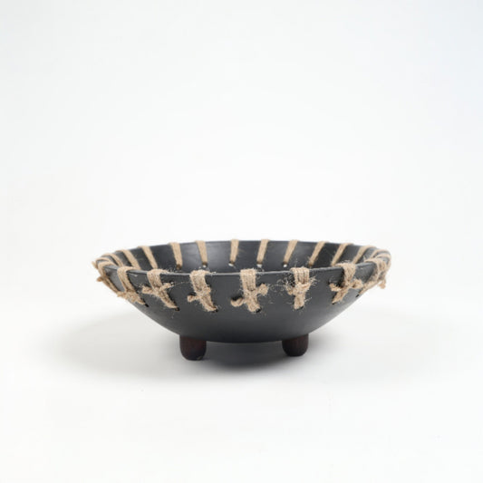 Artisan-Crafted Mango Wood Bowl with Jute Rope Weaving
