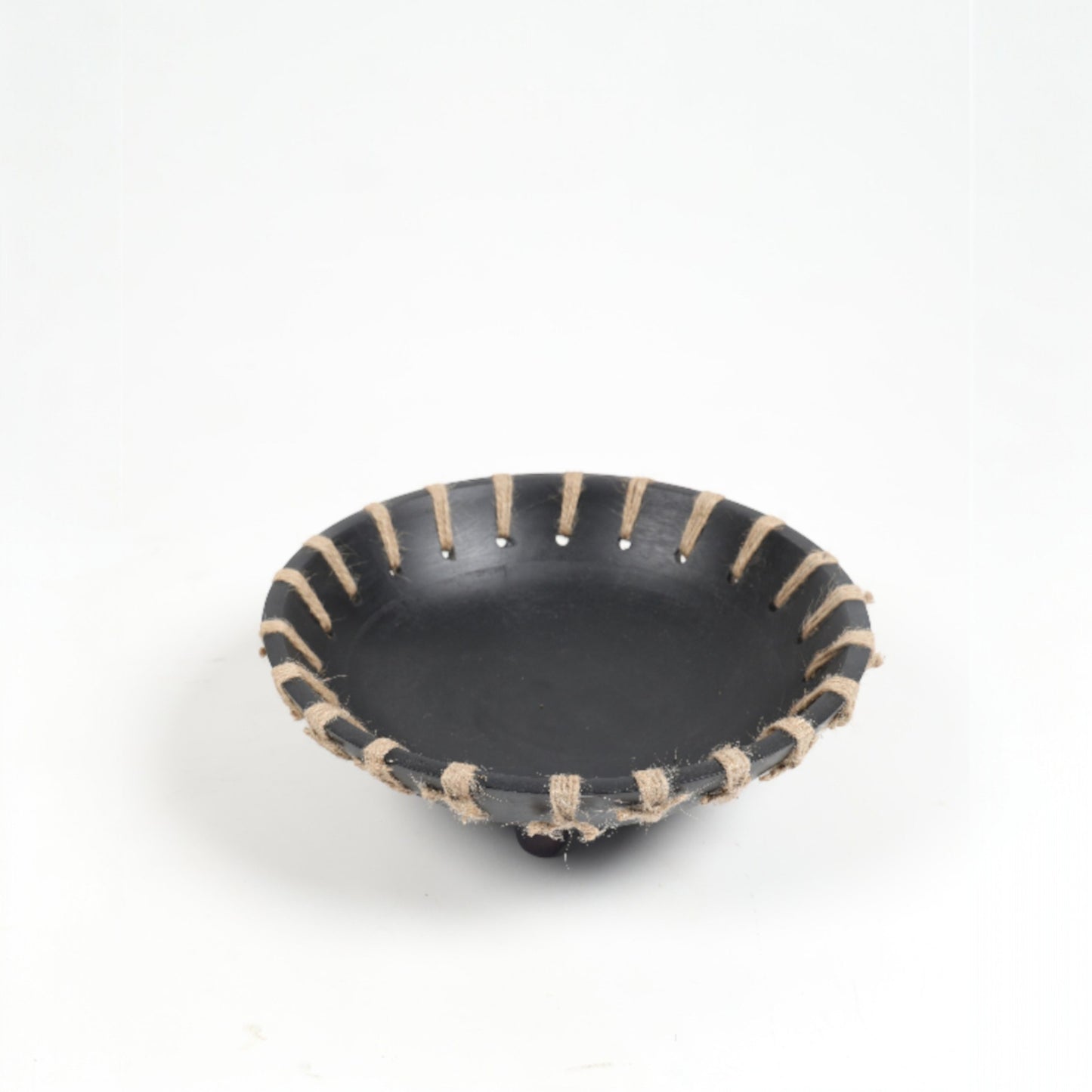 Artisan-Crafted Mango Wood Bowl with Jute Rope Weaving