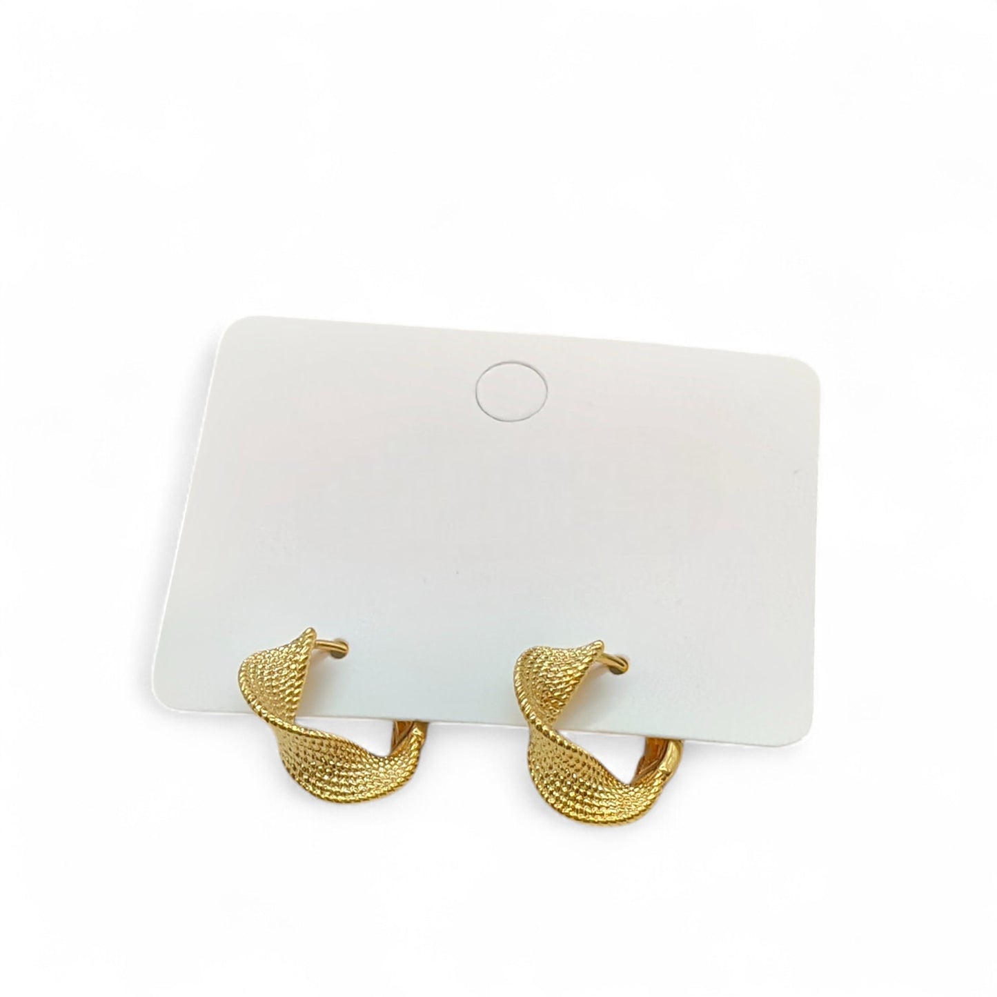 18K Gold-Layered Textured Twist Hoop Earrings