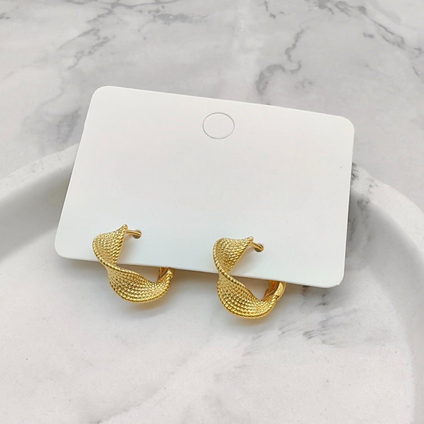 18K Gold-Layered Textured Twist Hoop Earrings
