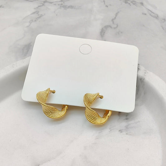 18K Gold-Layered Textured Twist Hoop Earrings